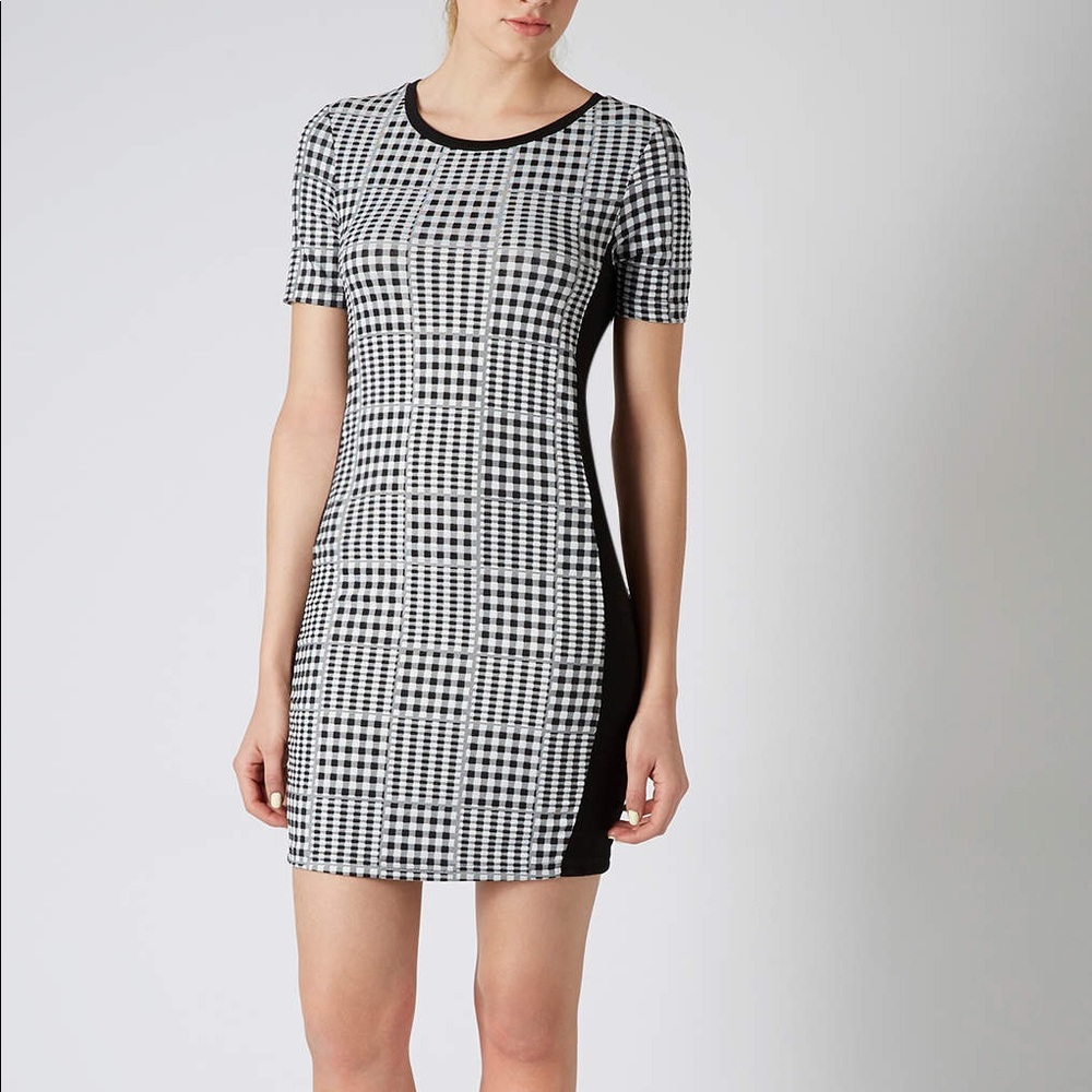 TOPSHOP | Gingham Bodycon Tunic Dress Size 4 (A)